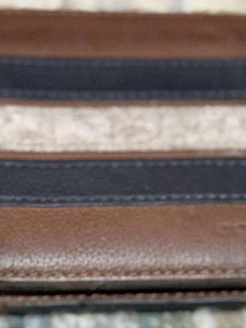 Coach Brown Wallet with Navy and Cream Stripes